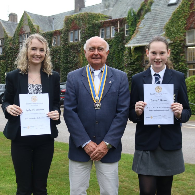 Image of KGS pupils, Lydia and Darcey, presented with their Rotary Good Citizenship Awards